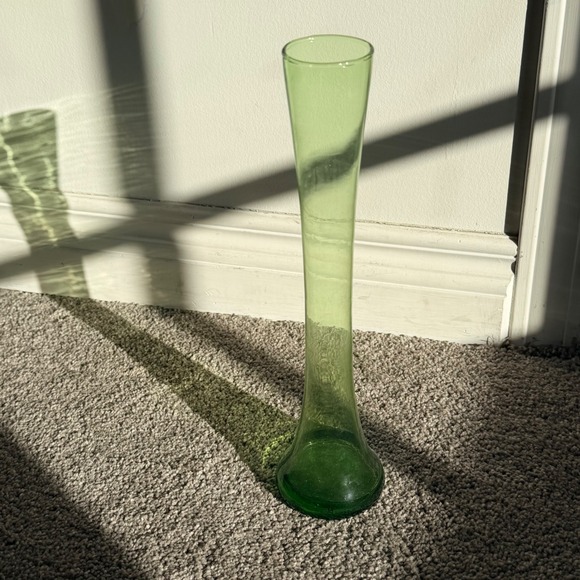 Unbranded Other - Vintage Green Glass Bud Vase Tapered Stretch Mid Century Modern Style 12.5 inch